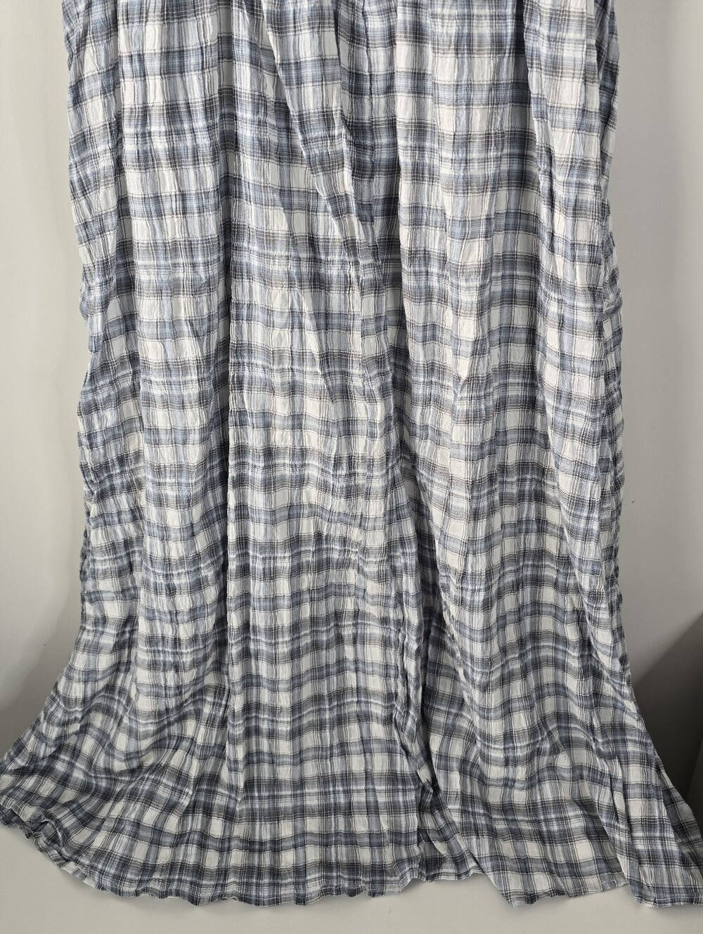 Peppermayo Malia Shirred Maxi Dress Blue Grey Check Plaid 8 Smocked Ruffles - Picture 6 of 14